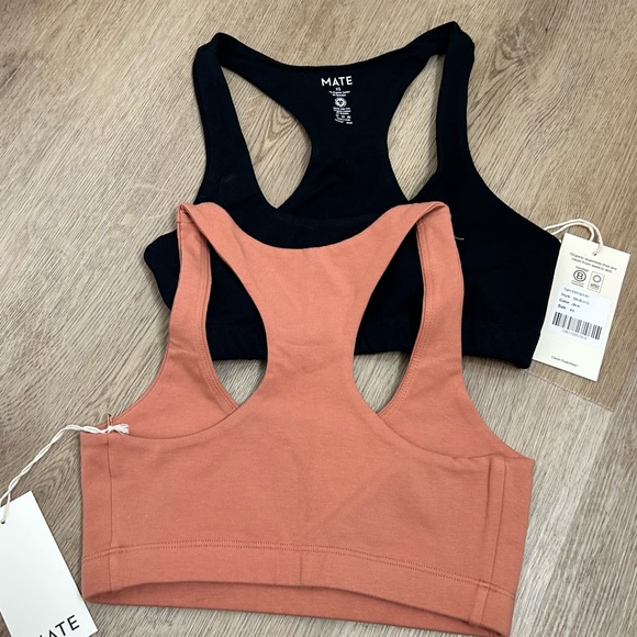 NWT MATE The Label Bundle of Two Organic Cotton Stretch Sports Bra Rose XS - Picture 4 of 10